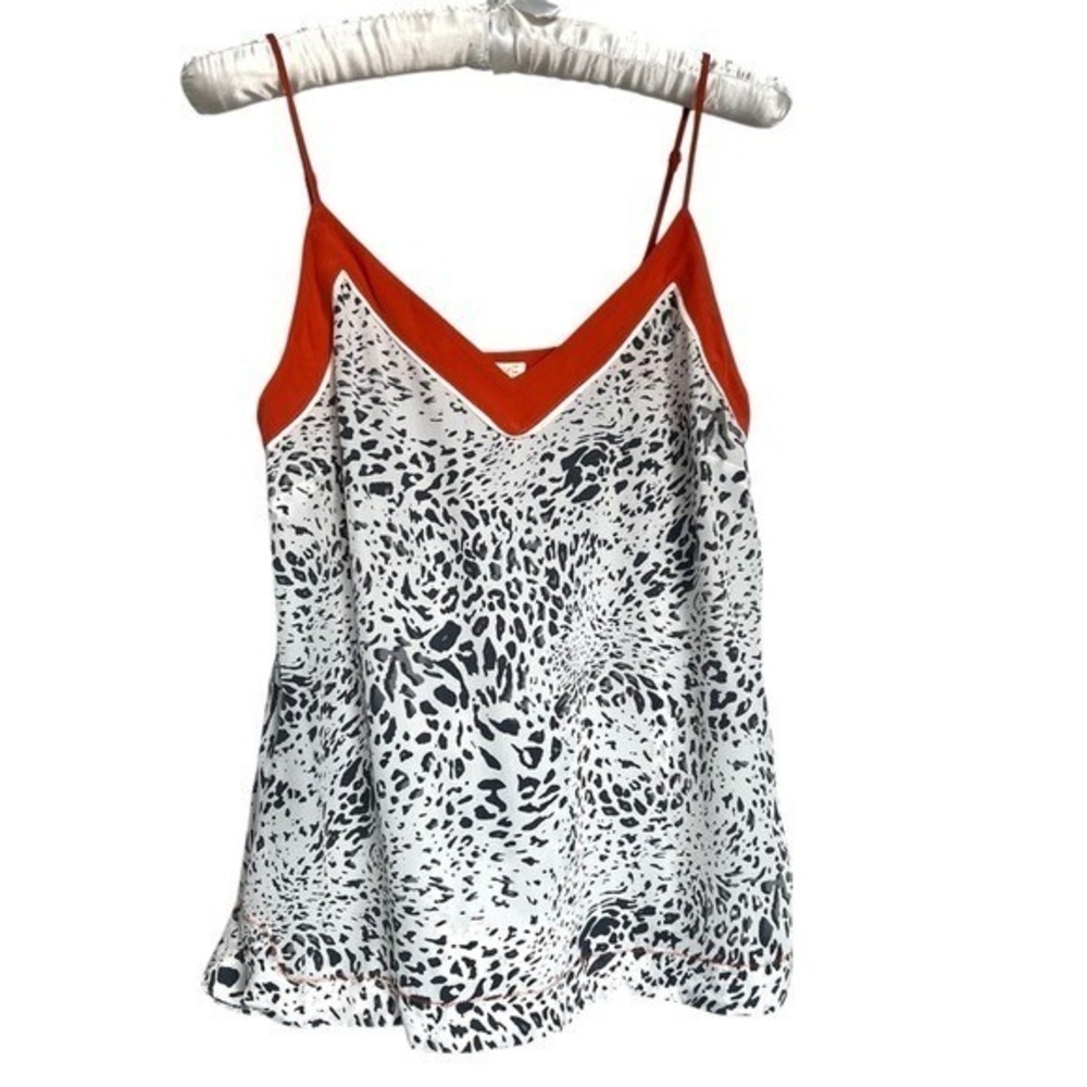 Retro Y2K Leopard Print Silk Cami Womens Small‎ Party Baddie Orange Trim Beach